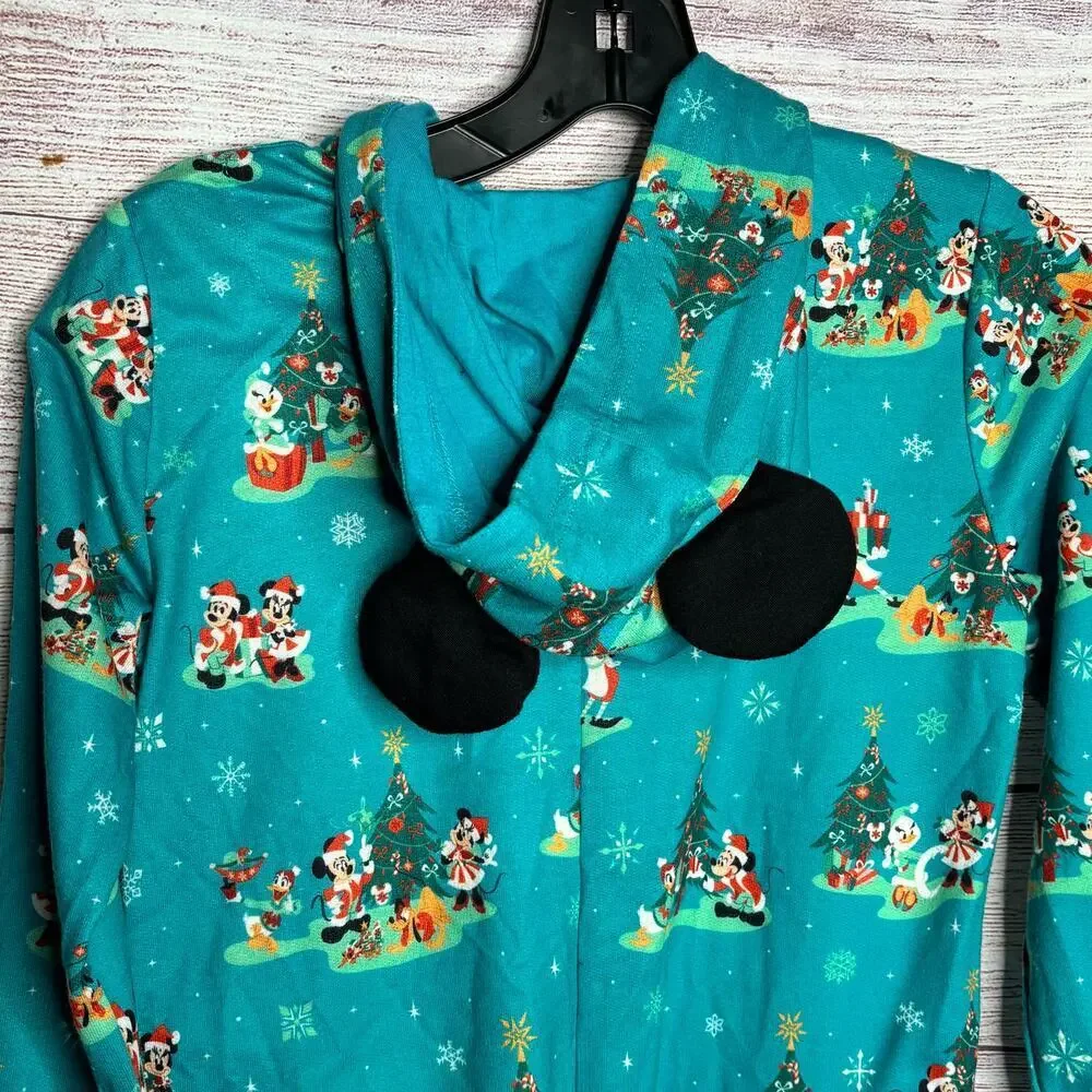 Disney Parks Mickey Mouse Christmas Winter Pajama Lounge Zip Union Suit Size 7/8 - Picture 11 of 12